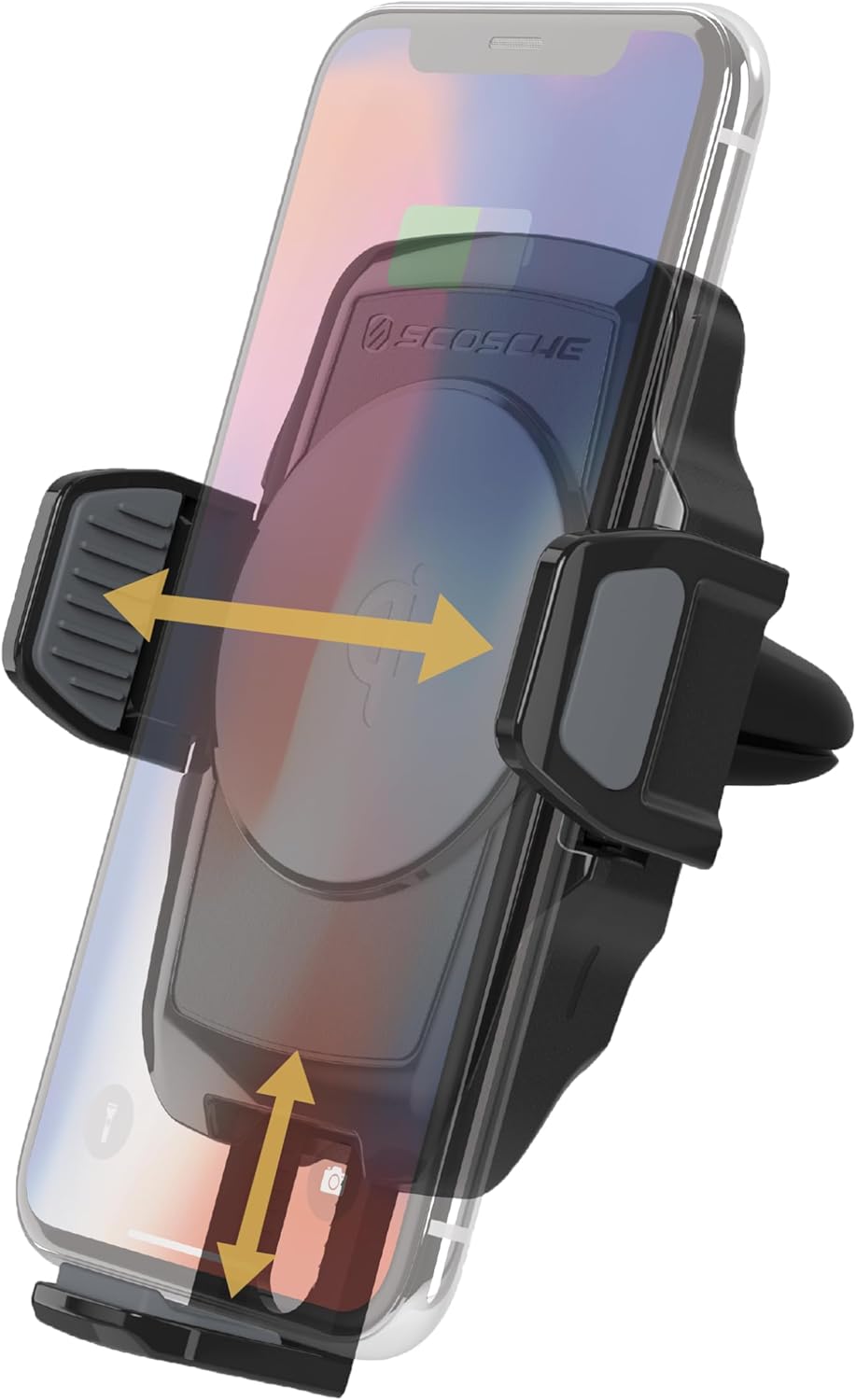 Scosche MagicMount - Kabelloses KFZ-Ladegerät & Einstellbare Halterung für QI-fähige Smartphones, iP