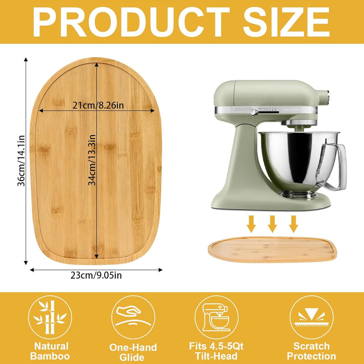 Bambus Gleitbrett für Kitchen Aid Artisan 4.5-5 Qt, Rutschfeste Verschiebbare Unterlage für Küchenma