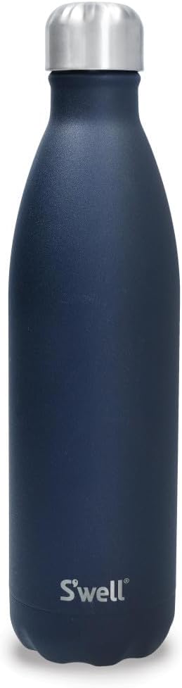 S'well Wiederverwendbare Wasserflasche aus Edelstahl, 750 ml, Azurit, dreifach isolierte und auslauf