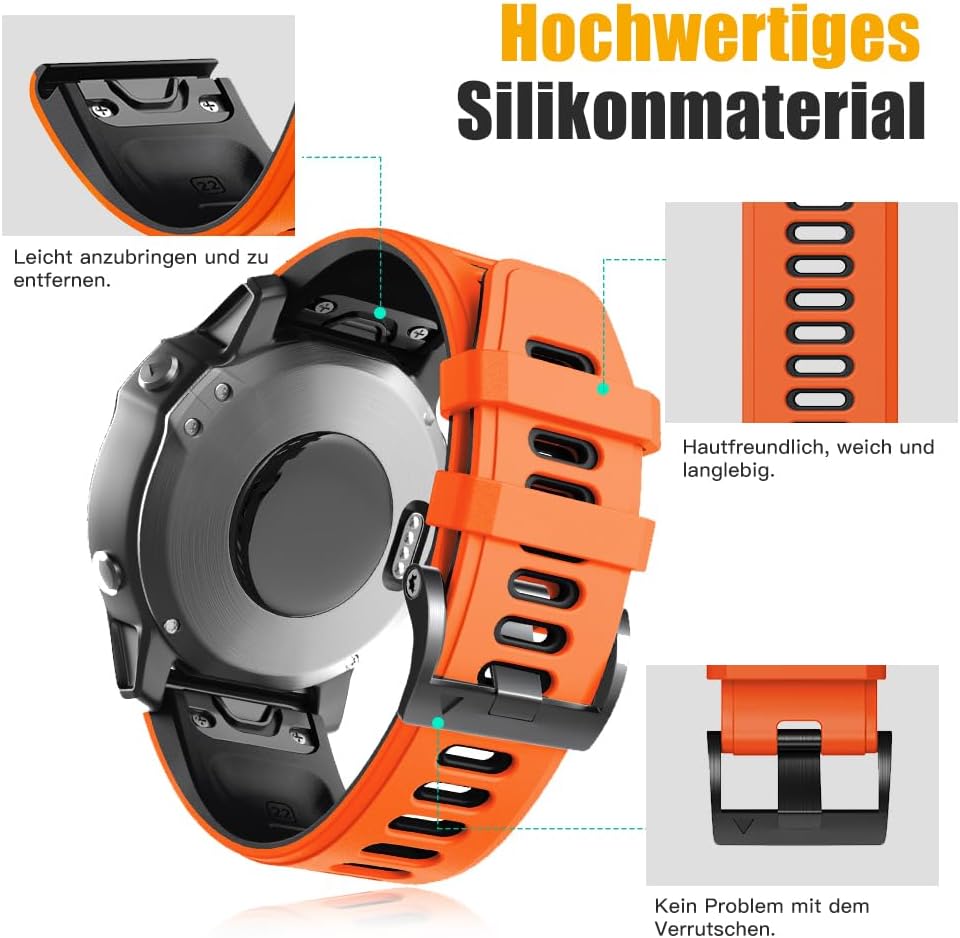 ANBEST Armband für Garmin Fenix 6 Pro/7 Pro/Epix 2/Fenix 8 47mm Armband, 22mm Quick Fit Armbänder fü