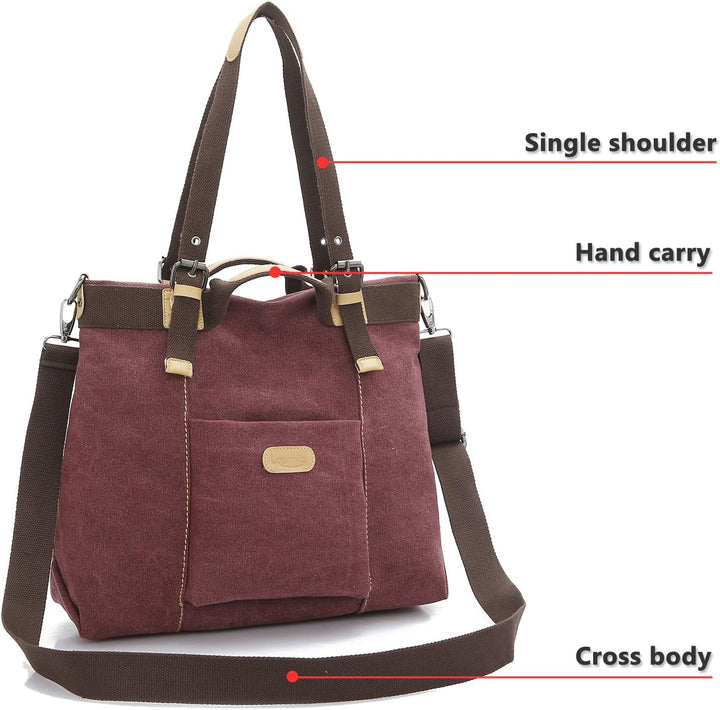 LOSMILE Damen Canvas Schultertasche Rucksack Gross,Handtasche Vintage umhängetasche Anti Diebstahl T
