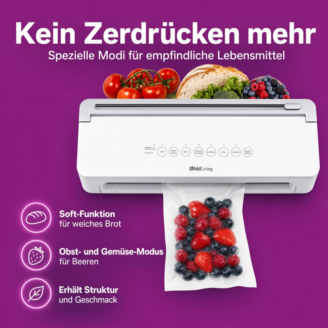 Vakuumierer | Vakuumiergerät für Lebensmittel | Inkl. 5 Vakuumbeutel (20 x 30 cm) | Vacuum Sealer Ma