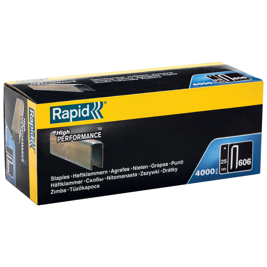 Rapid Tackerklammern Typ 606, 25mm Klammern, 4.000 Stk. Grosspackung, Schmalrückenklammern für Holz