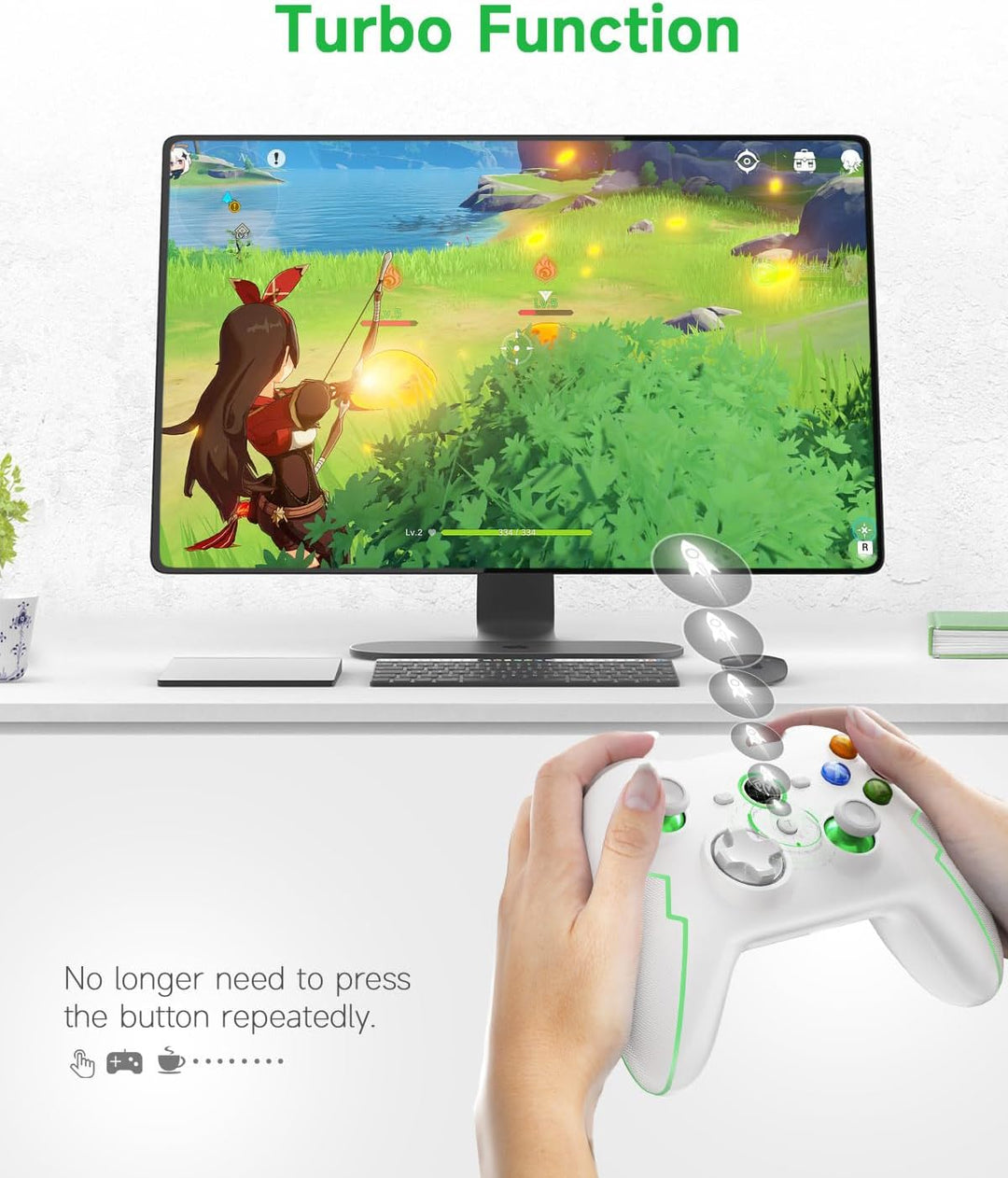 EasySMX Wireless PC Controller Kabellos Bluetooth Gamepad mit Hall-Trigger&Dual Vibration&Turbo Funk