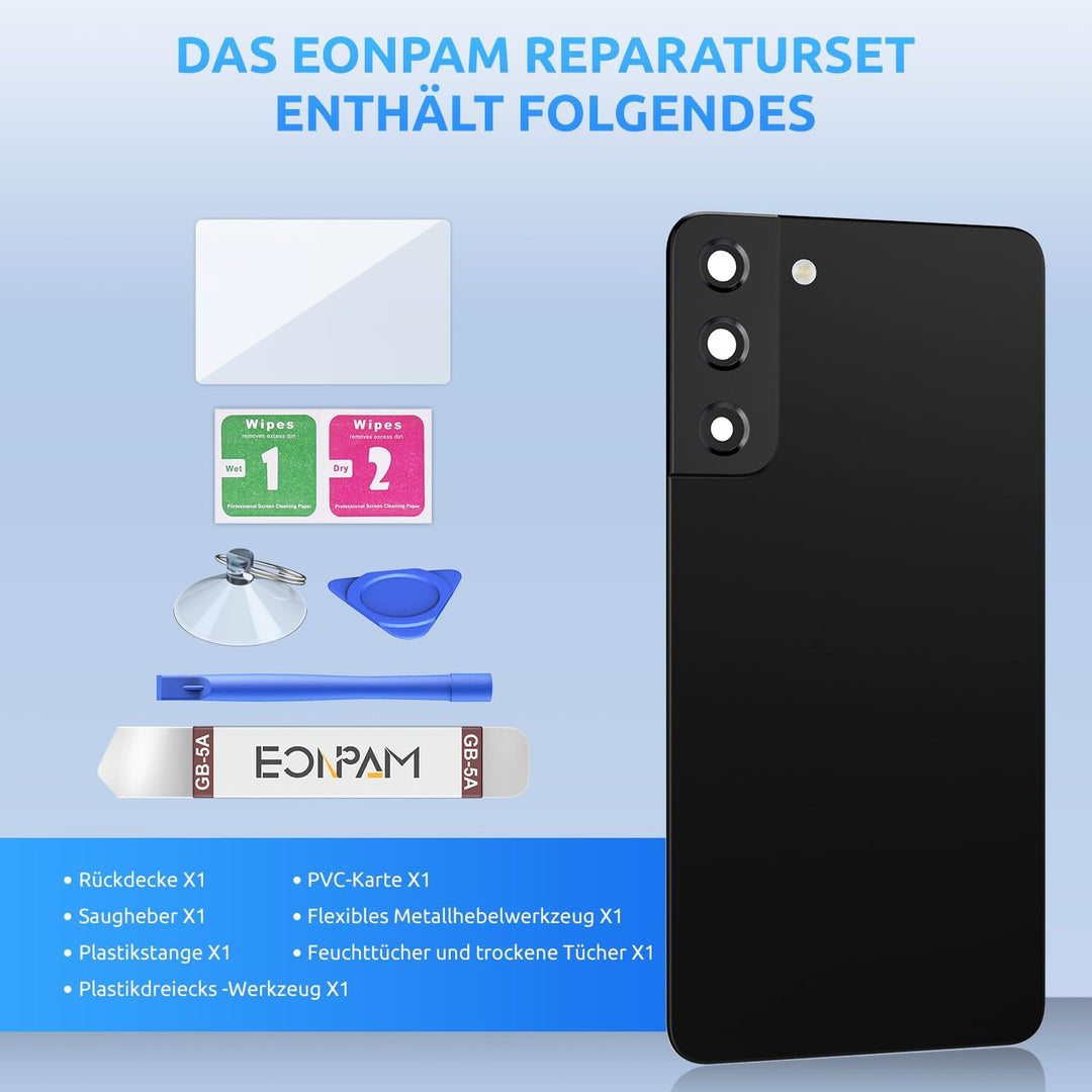 Eonpam Akkudeckel für Samsung Galaxy S22 5G S901 Rückseite Glas Original Backcover Back Glas Ersatz