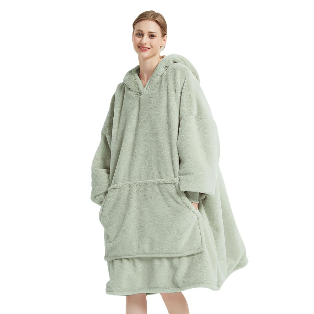 Lanqinglv TV-Decke mit Ärmeln und Fusstasche,Decke Hoodie Sweatshirt,Oversized Damen/Herren Kapuzenp