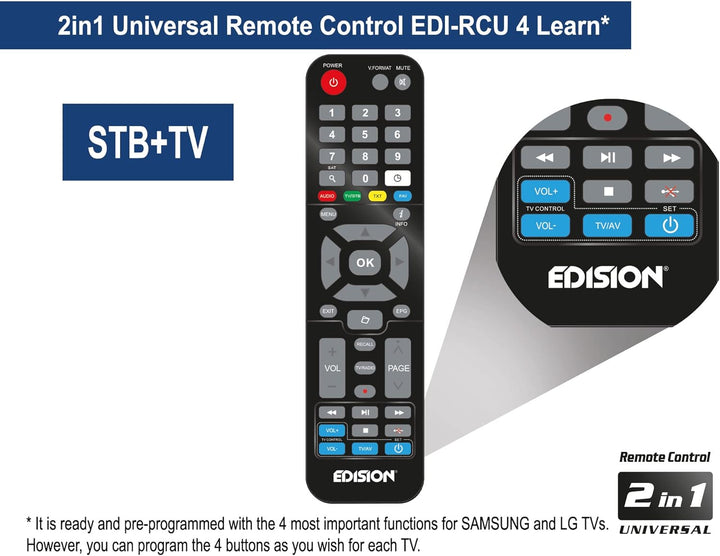 EDISION Picco S2 pro Full HD Satelliten Receiver DVB-S2 H.265 HEVC, WLAN on Board, Multistream, HDMI