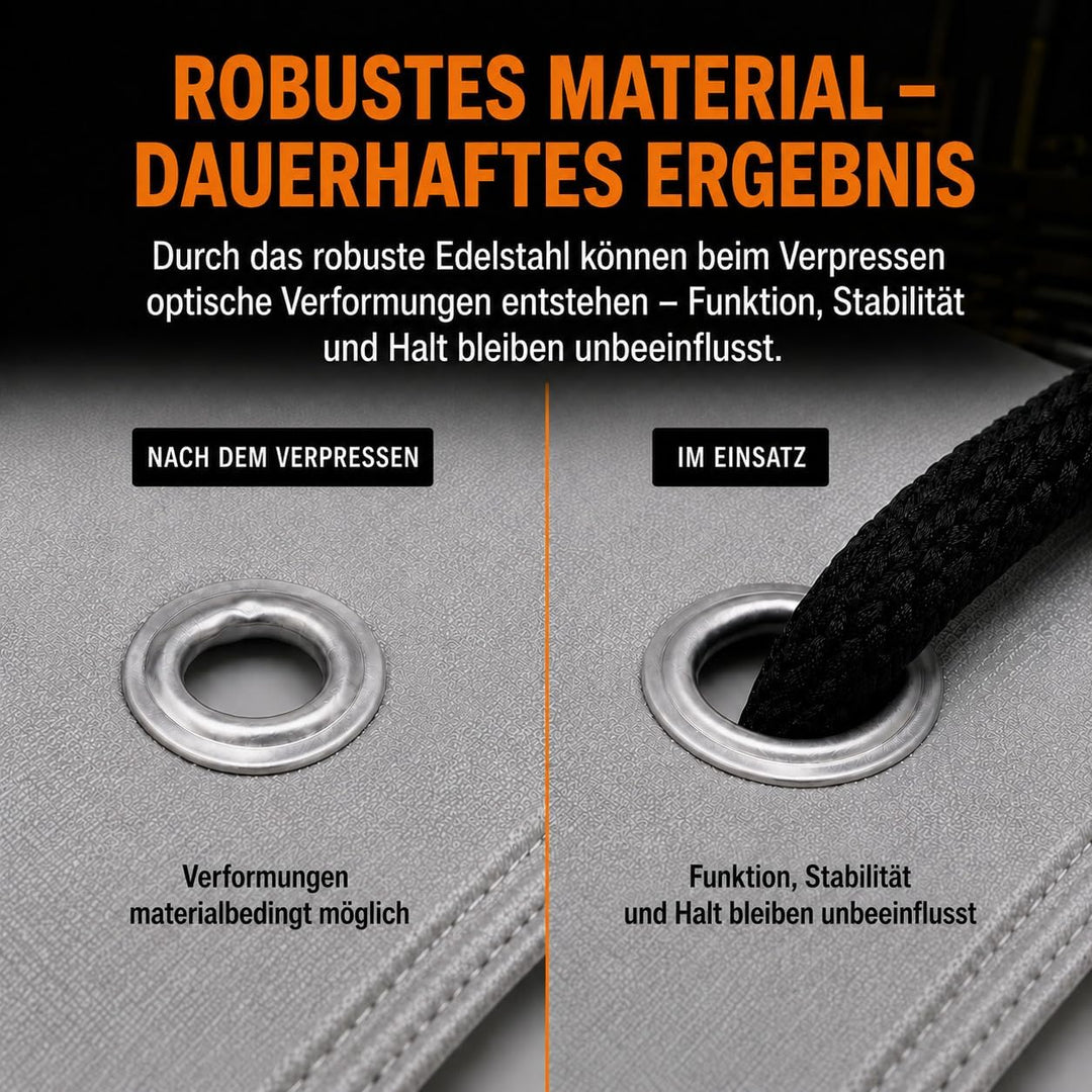 CRAFTUS® Profi Ösenzange Set mit 200 rostfreien Ösen (Ø 10mm) I Magnetische Ösenpresse aus gehärtete