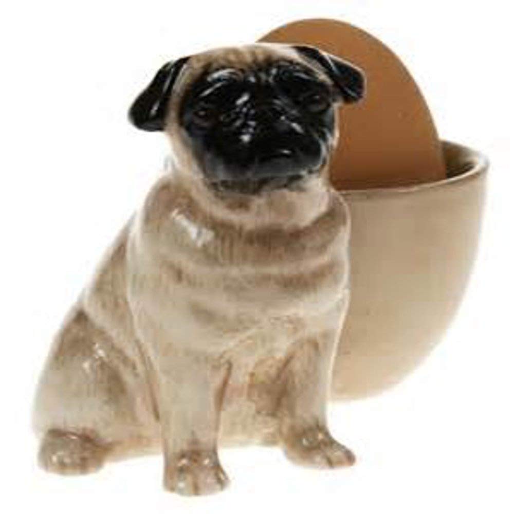 Quail Ceramics Eierbecher mit Mops-Figur, Hellbraun