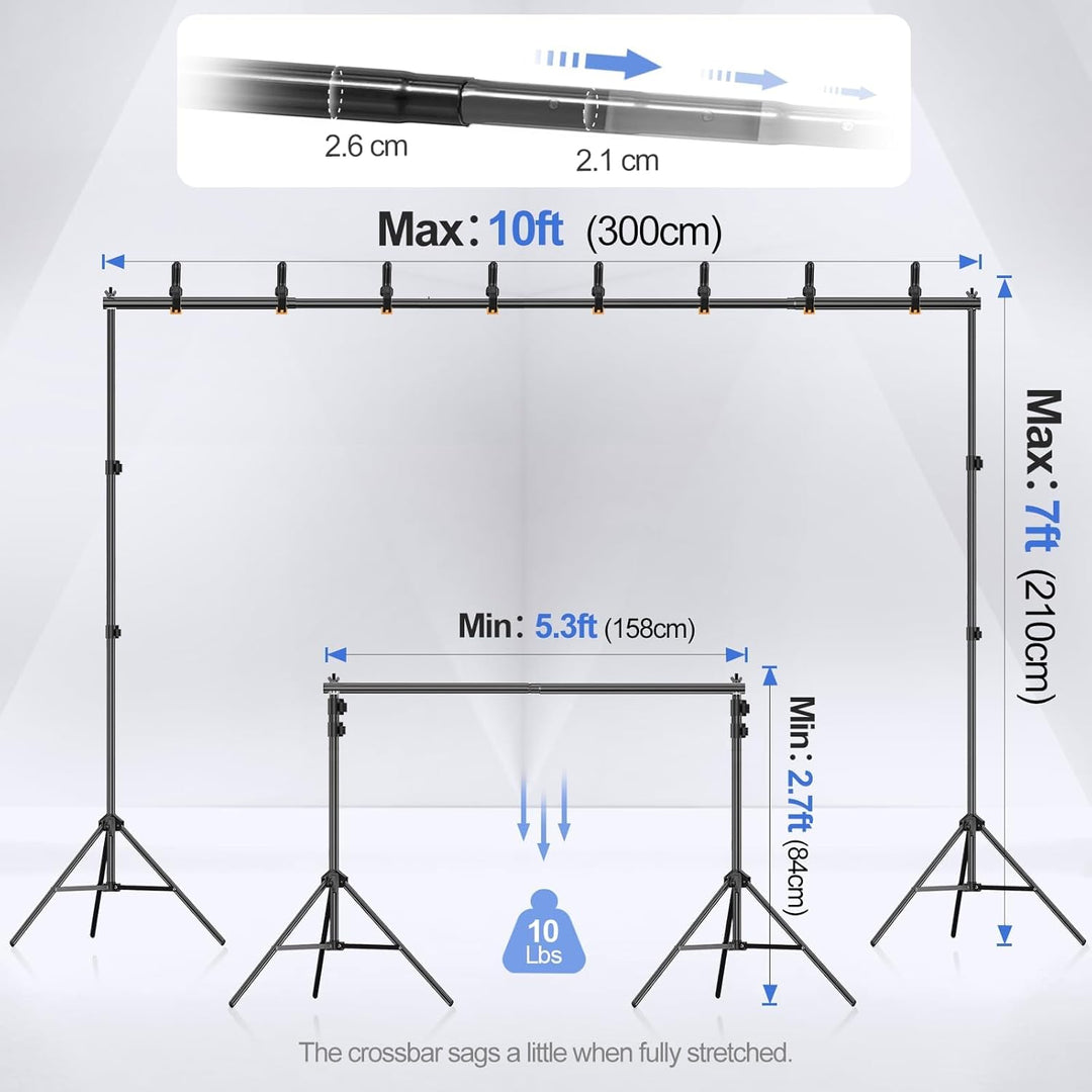 EMART Foto Hintergrund Ständer, 2x3m Verstellbarer Hintergrundsystem mit 4 Stück Hintergrundklemmen,
