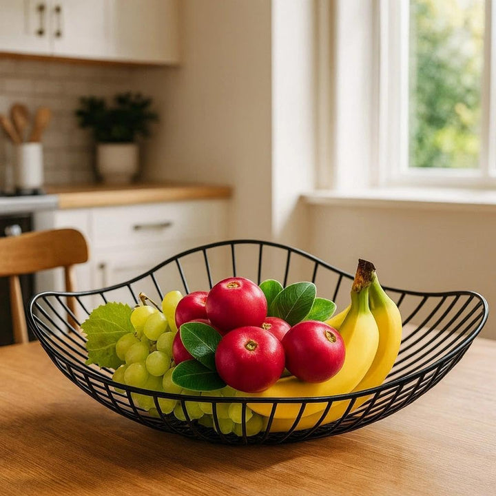2er Set Obstkörbe Metall, Moderner Metall Obstkorb mit Hohlraum design,Flacher Obstkorb, für Haushal