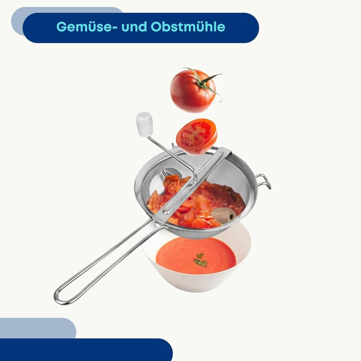 orion group Passiermühle Passiergerät für Gemüse Obst Passe-Vite aus Edelstahl