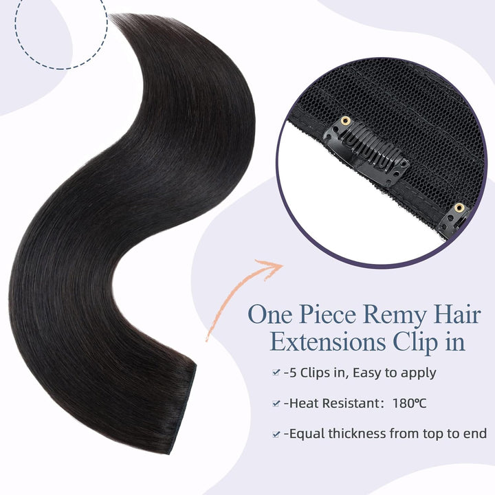 Clip in Extensions Echthaar DICK Haarteile Echthaar 1Pc 5 Clips Extensions Echthaar Clip in Weich Na