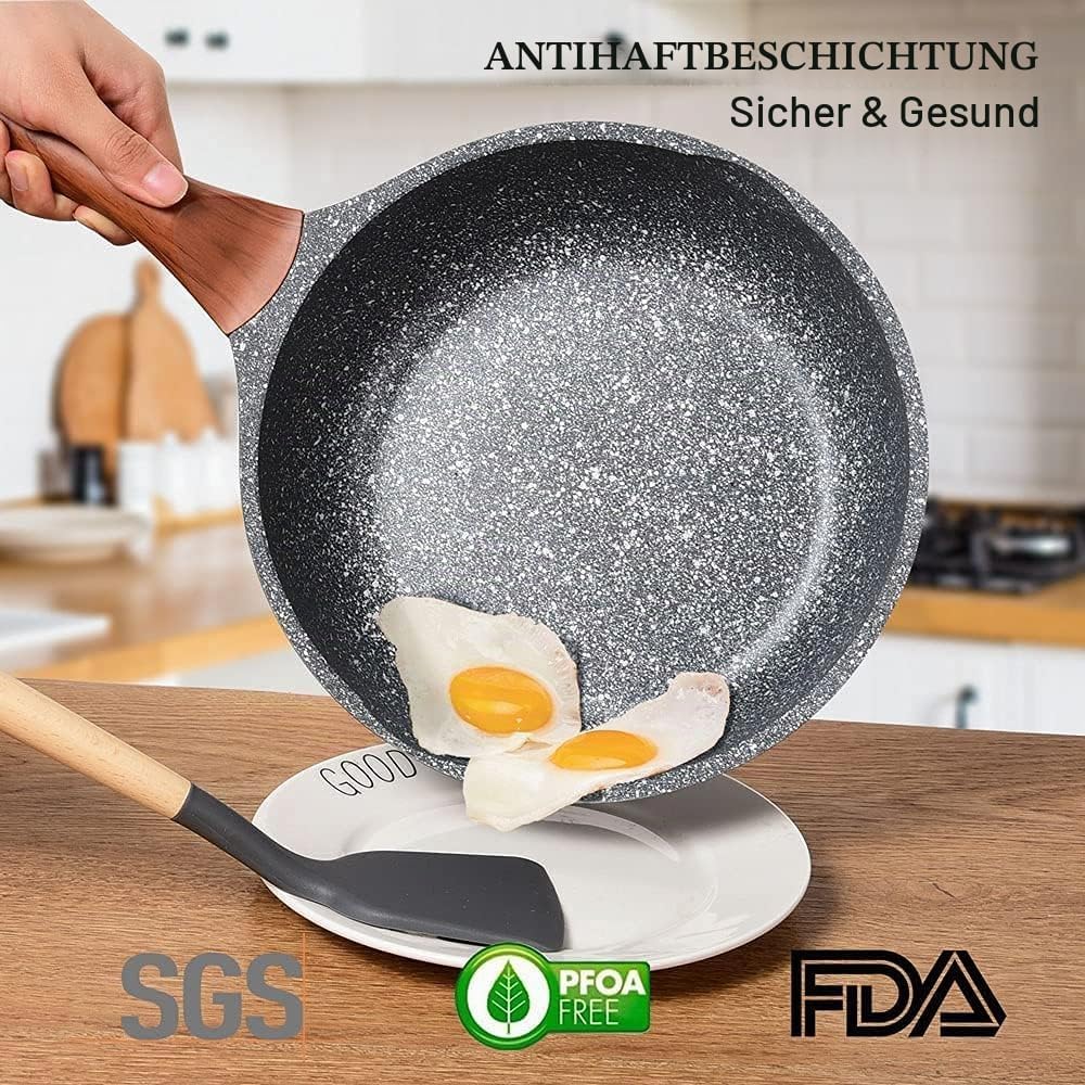 RIOVARM 28cm Induktion Bratpfanne, Antihaft Pfanne, Granit Beschichtung Omelettpfanne, Eierpfannen o