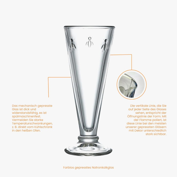 La Rochère Sektglas Biene Klar 150 ml - 6 Gläser - schöne Champagner Gläser mit eleganten Touch Pros