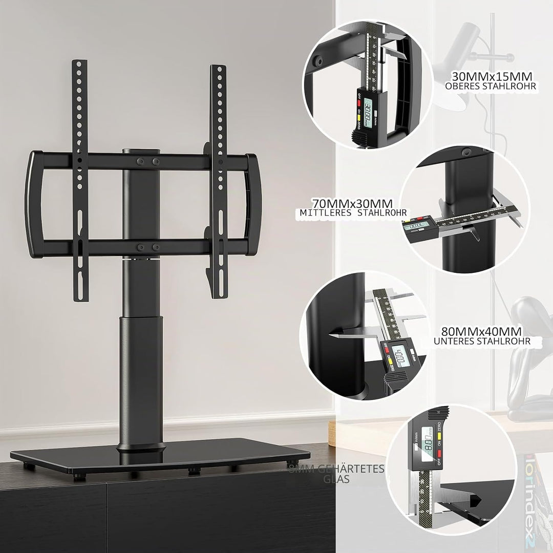 Universal schwenkbarer TV-Ständer/Tischfuss TV-Ständer 27 bis 60 Zoll TVs 80 Grad schwenkbar, 4 Stuf