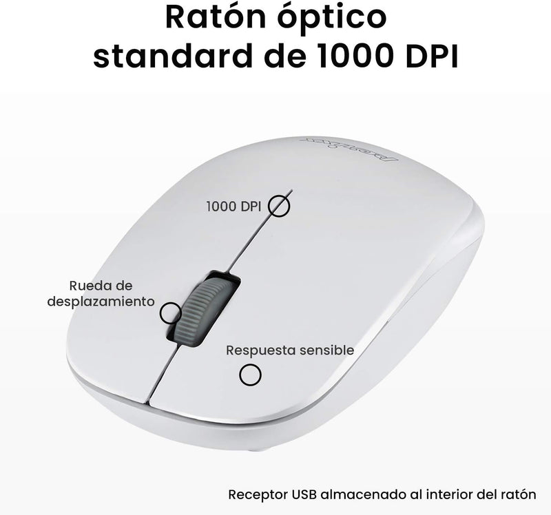 Perixx Periduo-712 Mini-Set Wireless-Tastatur und Maus, leicht und klein - Schwarz/Rot Español QWERT