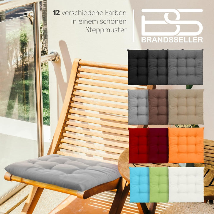 Brandsseller 2er Set Stuhlkissen 40x40x5 cm Sitzkissen Polster Stuhlauflage mit Haltebändern Dekokis