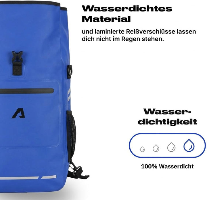 Alpensattel 3-in-1 Fahrradtasche 25 L – Gepäckträgertasche, Rucksack & Umhängetasche – wasserdicht,