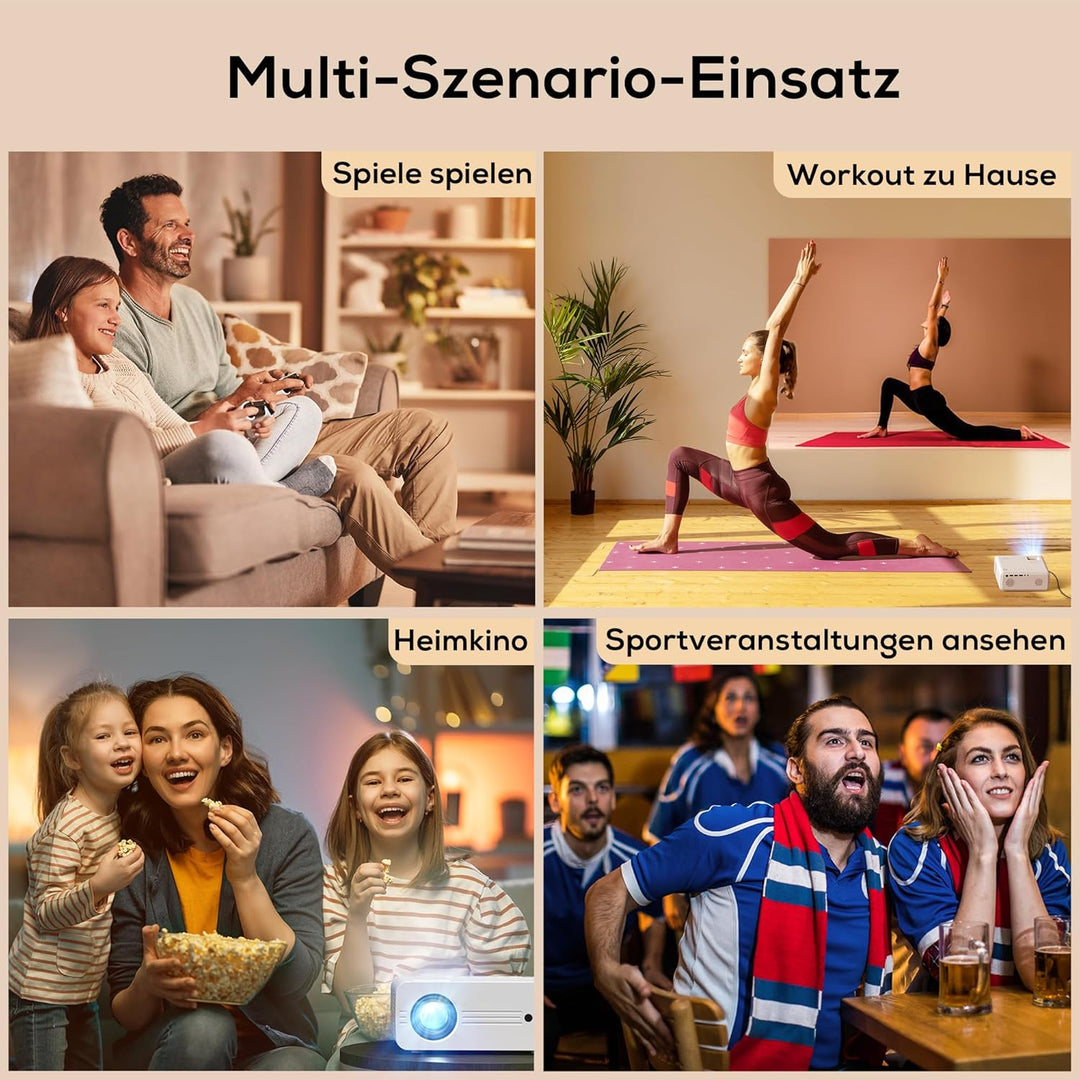 Beamer, AKIYO 7500 Lumen WiFi Mini Beamer Full HD, Native 1080P Full HD Heimkino Video Beamer, HiFi-