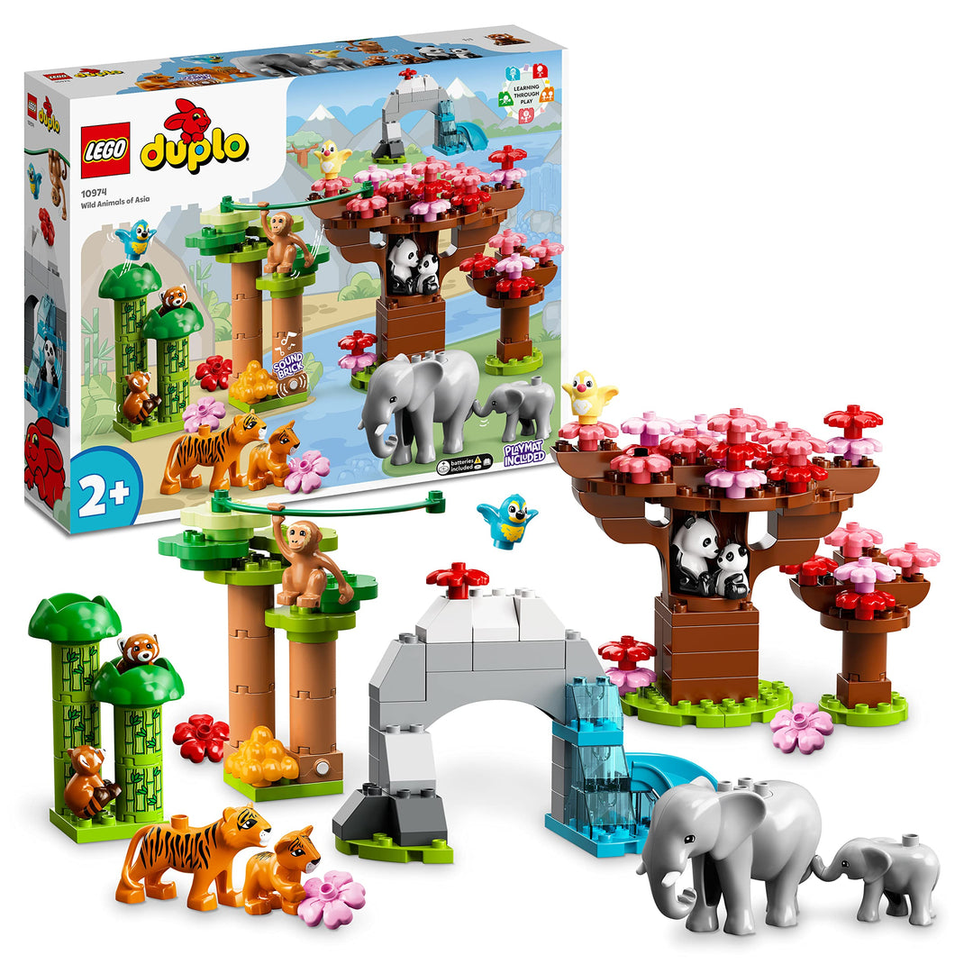 LEGO 10974 DUPLO Wilde Tiere Asiens, Spielzeug-Set aus Bausteinen mit Sound und Tierfiguren, mitunte
