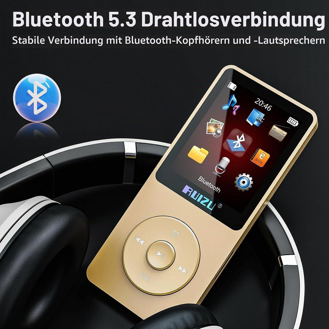64GB MP3 Player with Bluetooth 5.3, 1.8" Screen Portable Music Player, FM Radio, Voice Recording, EB