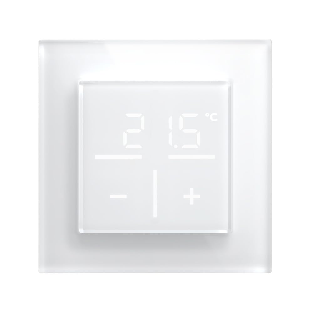 Homematic IP Glas-Wandthermostat mit 1-Fach Glasrahmen, weiss, Smart Home, misst Temperatur + Luftfe
