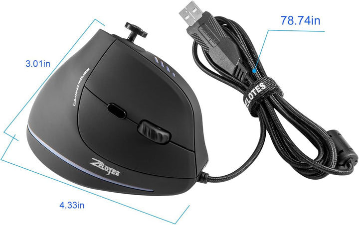 TKMARS Gaming Maus, Optische Vertical Gaming Mouse mit Joystick,Ergonomisches Design Vorbeugung gege