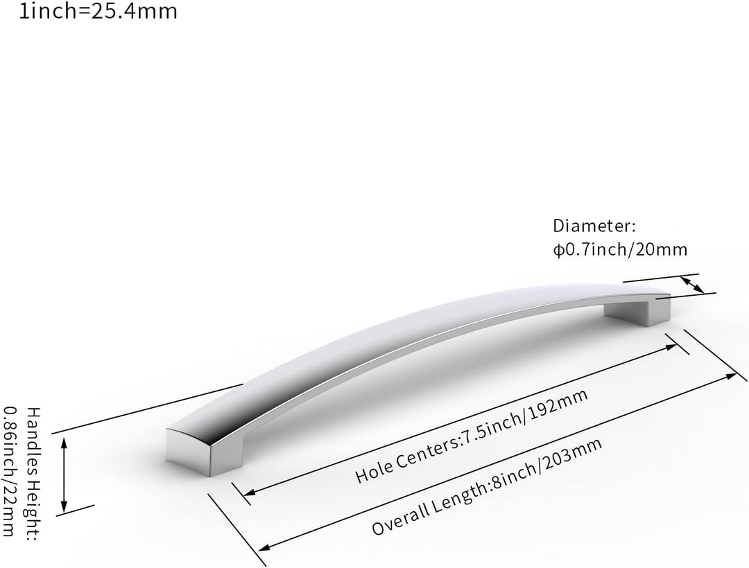 FURNIWARE 10 Stück Möbelgriff, Bohrlochabstand 192mm Stangengriff, Cabinet Arch Pull Küchengriff, fü