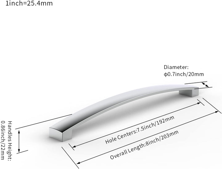 FURNIWARE 10 Stück Möbelgriff, Bohrlochabstand 192mm Stangengriff, Cabinet Arch Pull Küchengriff, fü