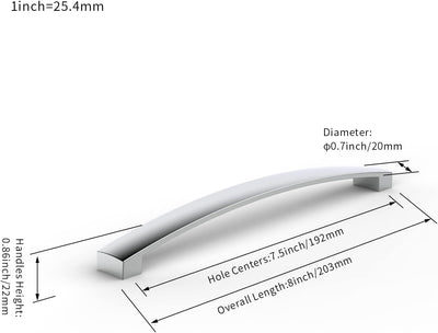 FURNIWARE 10 Stück Möbelgriff, Bohrlochabstand 192mm Stangengriff, Cabinet Arch Pull Küchengriff, fü