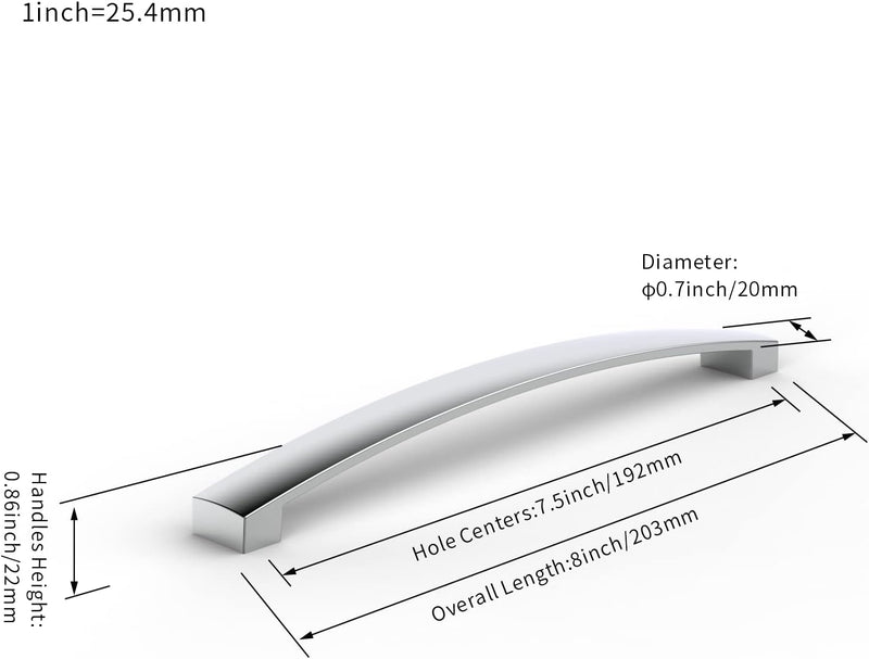 FURNIWARE 10 Stück Möbelgriff, Bohrlochabstand 192mm Stangengriff, Cabinet Arch Pull Küchengriff, fü