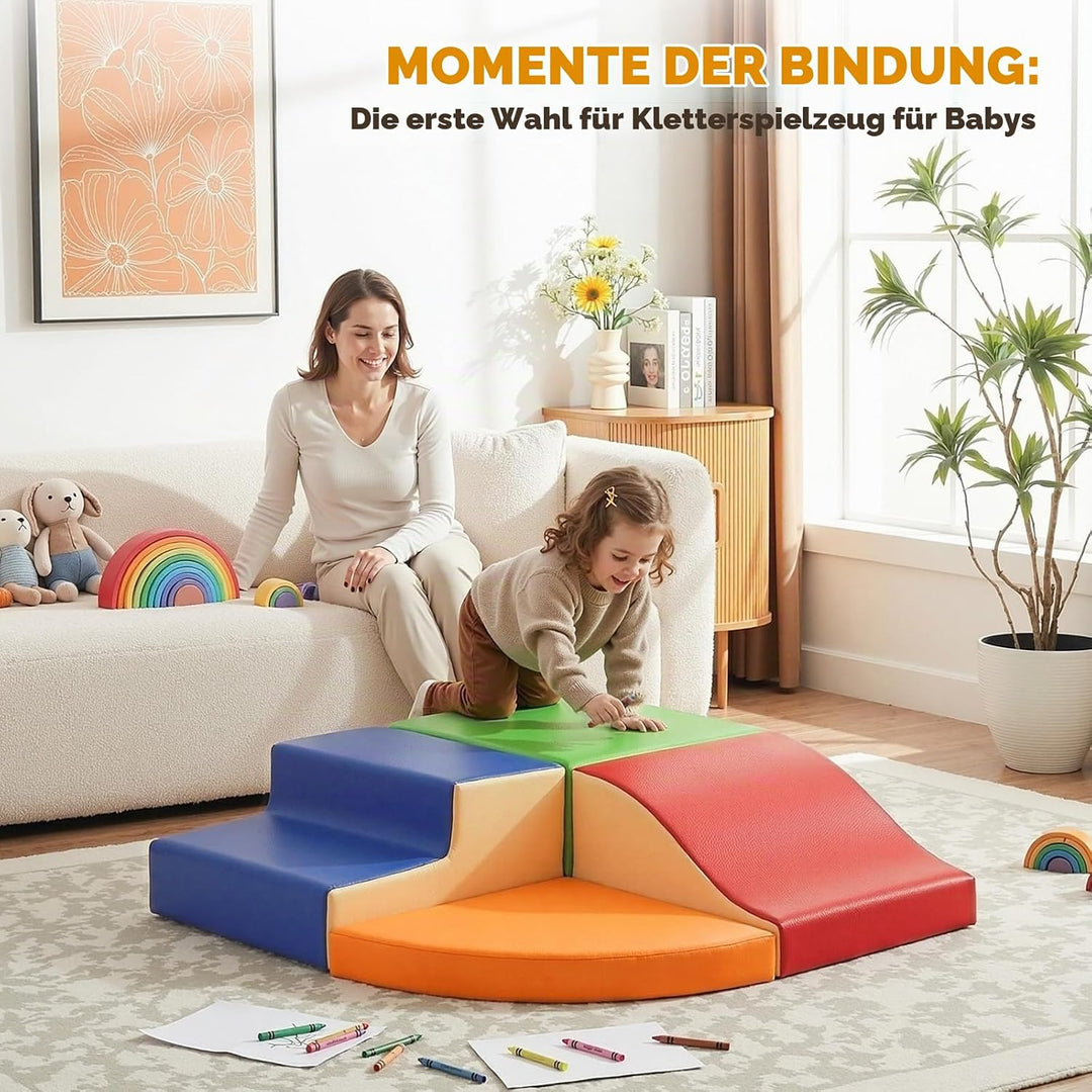 JungleDove 4-Pieces Climbing Toys for Toddlers: PU Leather Soft Play Set - Foam Climbing Blocks for