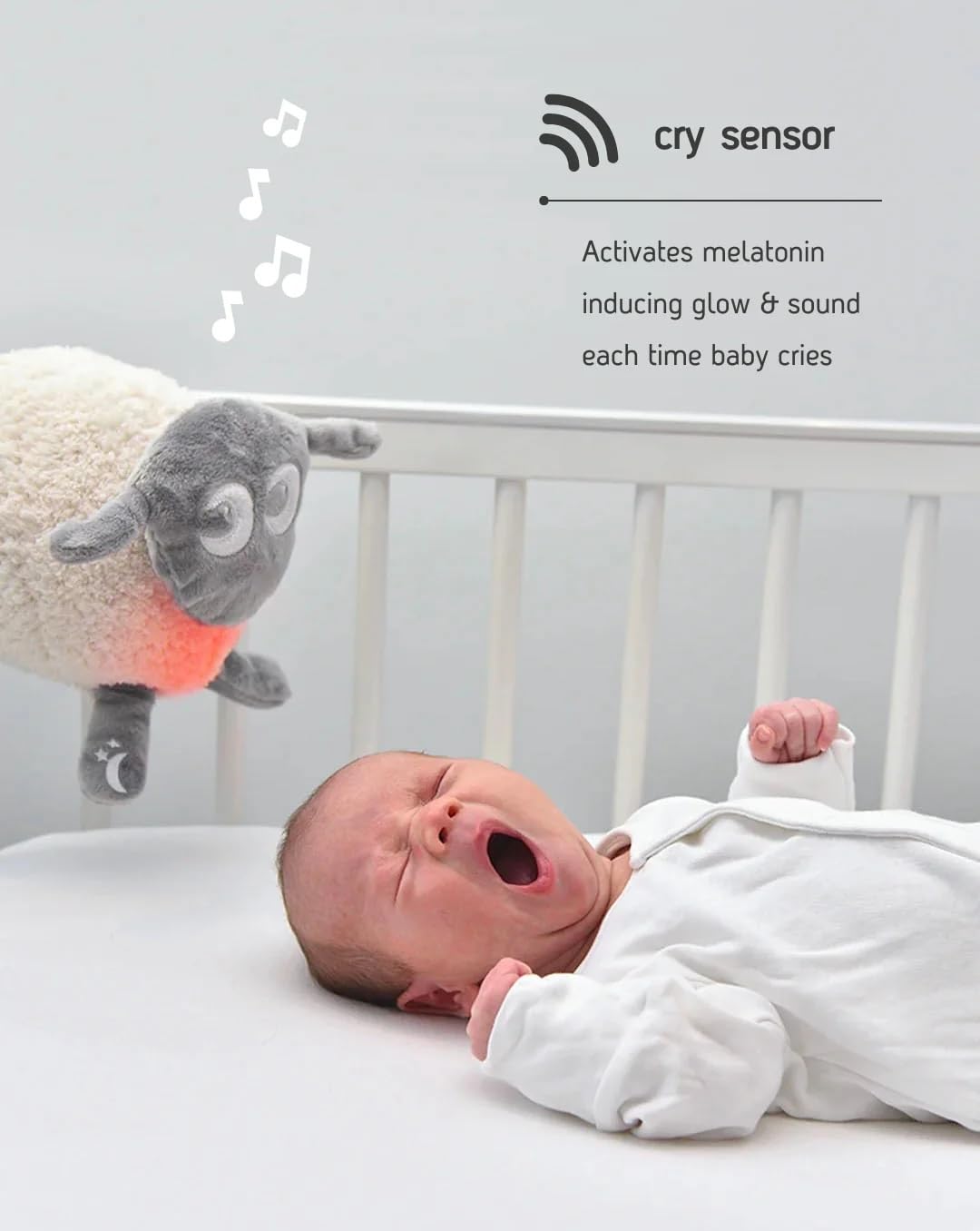 Sweet Dreamers Ewan Deluxe - Wein-Sensor für ruhigen Schlaf, Waschbar, grau