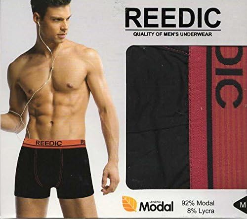 Reedic Herren Boxershorts, Modal, 6er Pack, Grösse Medium (M), Farbe 6X schwarz