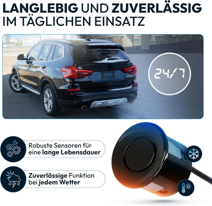 VSG24 Premium Einparkhilfe hinten zum nachrüsten am Auto, PDC Parksensoren hinten mit Stecksystem fü