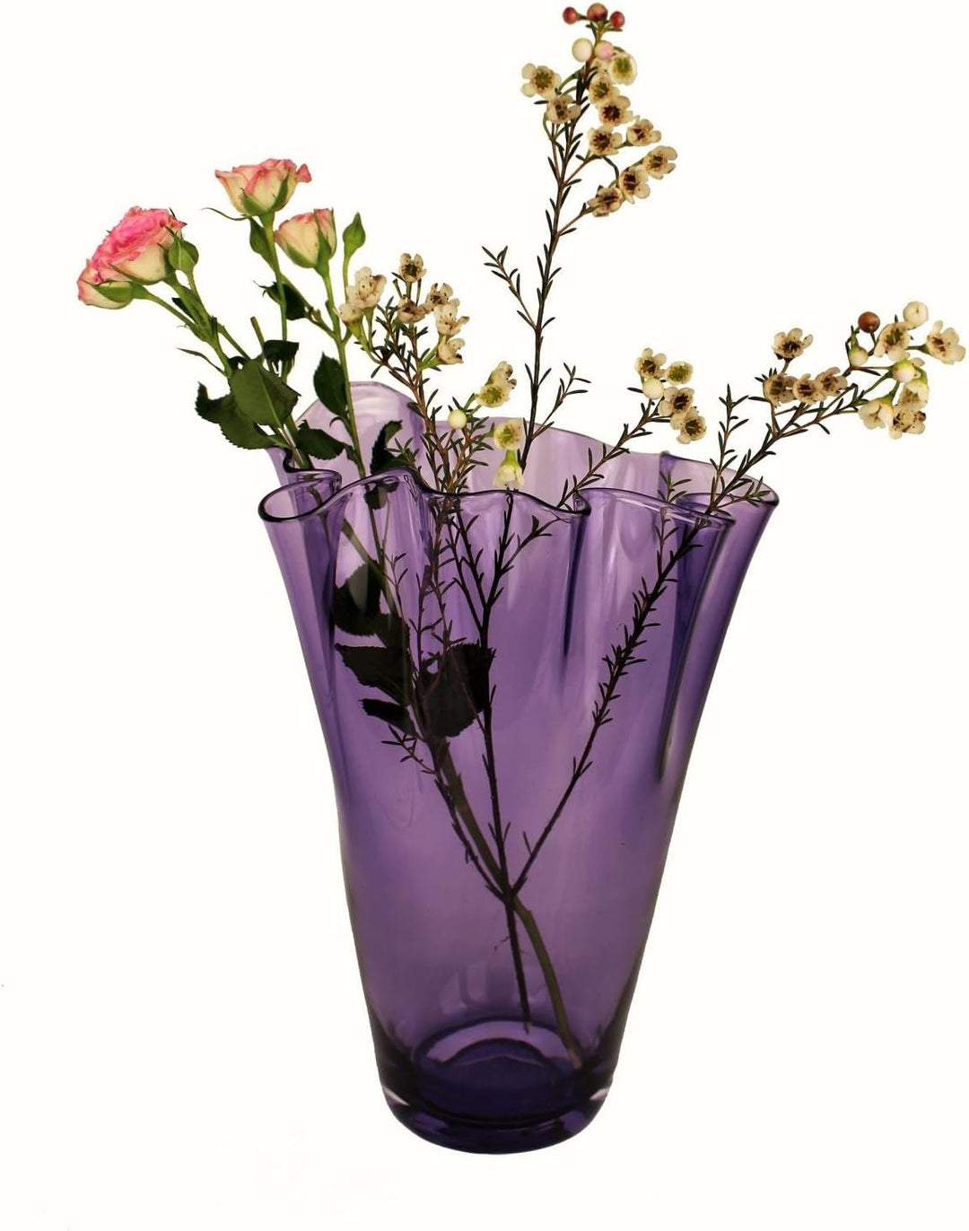 SIGNATURE HOME COLLECTION Glasvase mundgeblasen Dekovase Blumenvase, Glas, Lila Fliederfarben, 21 x