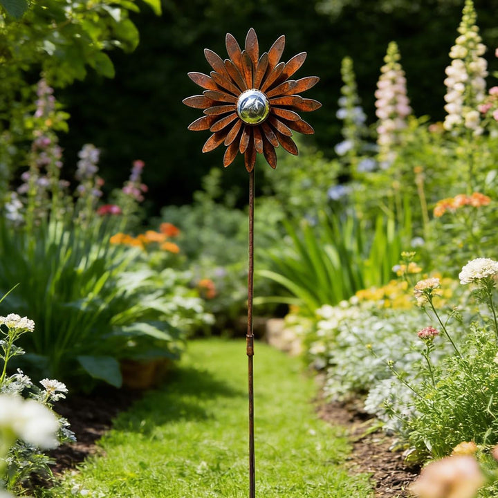 Gartenstecker Rost Blumen, Gartenstecker Metall, Gartendeko Rost, R-ost Deko für Garten, D-EKO Rostf