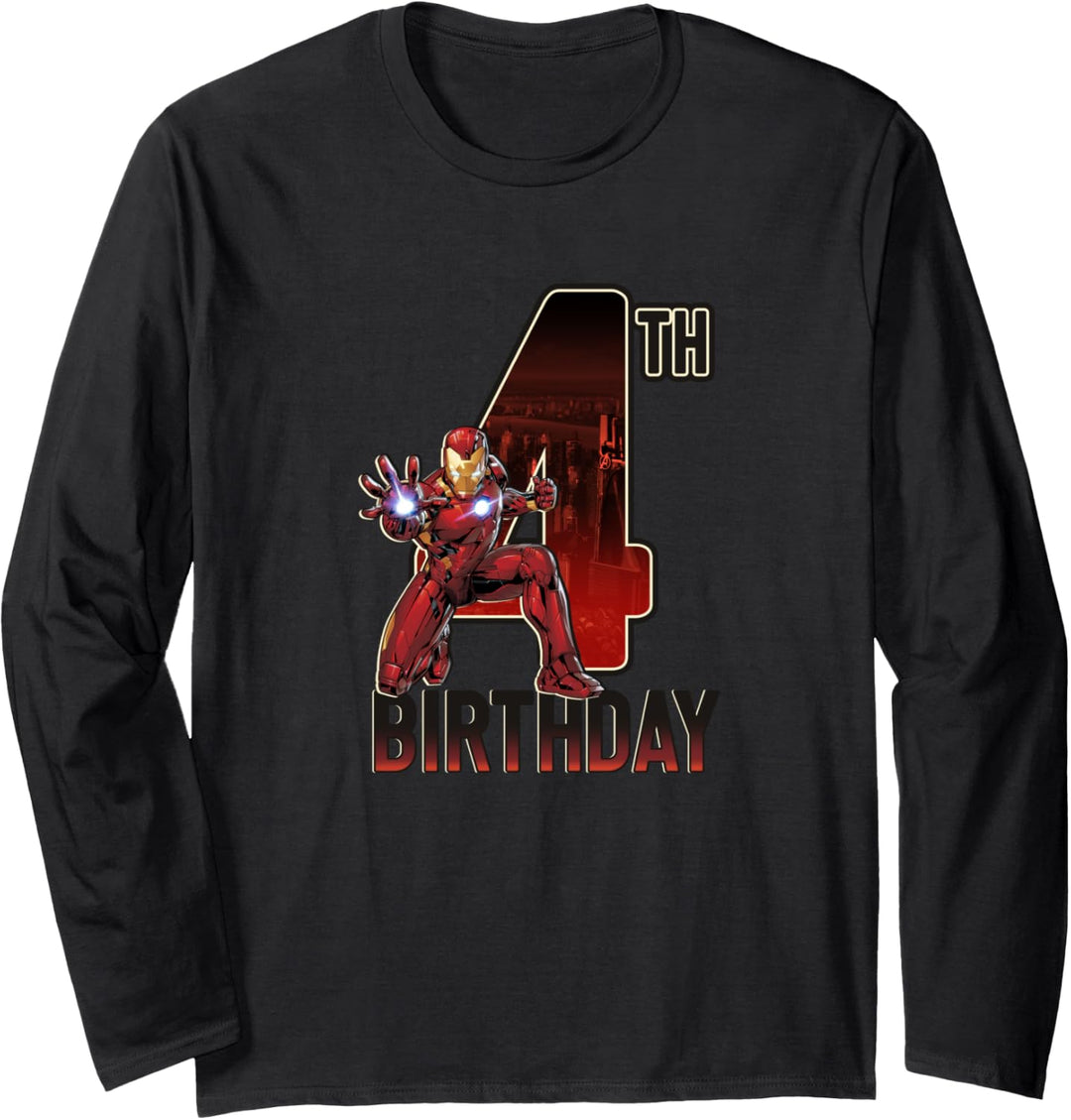 Marvel Iron Man 4th Birthday Action Pose Langarmshirt