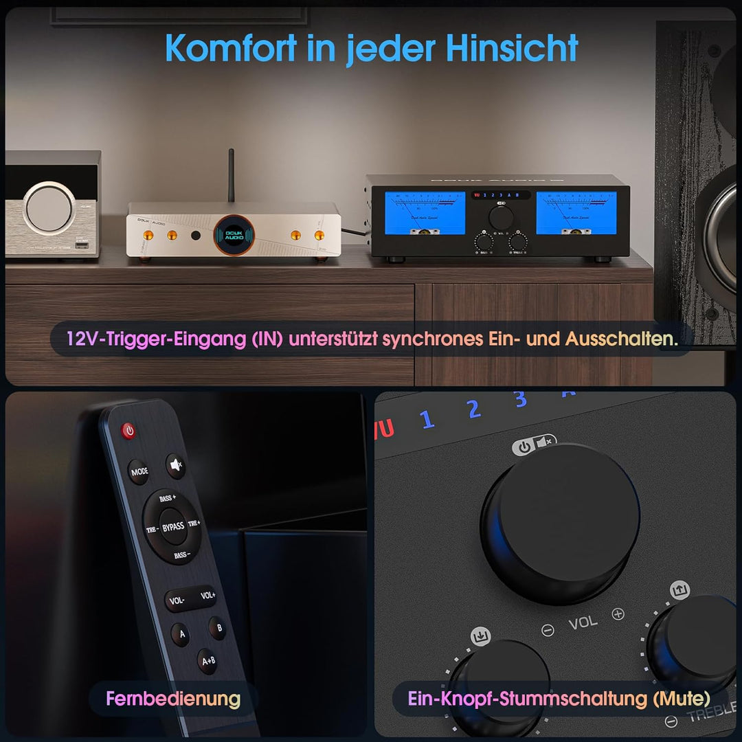 DoukAudio 600W 2/4-Kanal Verstärker: Lautsprecherwähler | Digitalverstärker für Eversolo DMP-A6 mit