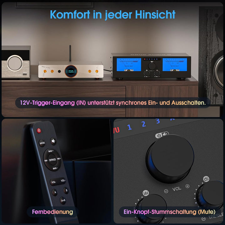 DoukAudio 600W 2/4-Kanal Verstärker: Lautsprecherwähler | Digitalverstärker für Eversolo DMP-A6 mit