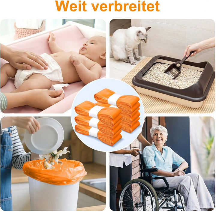 9 Stück Windeleimer Nachfüllkassetten Windeleimer Nachfüllfolie (Orange), Orange