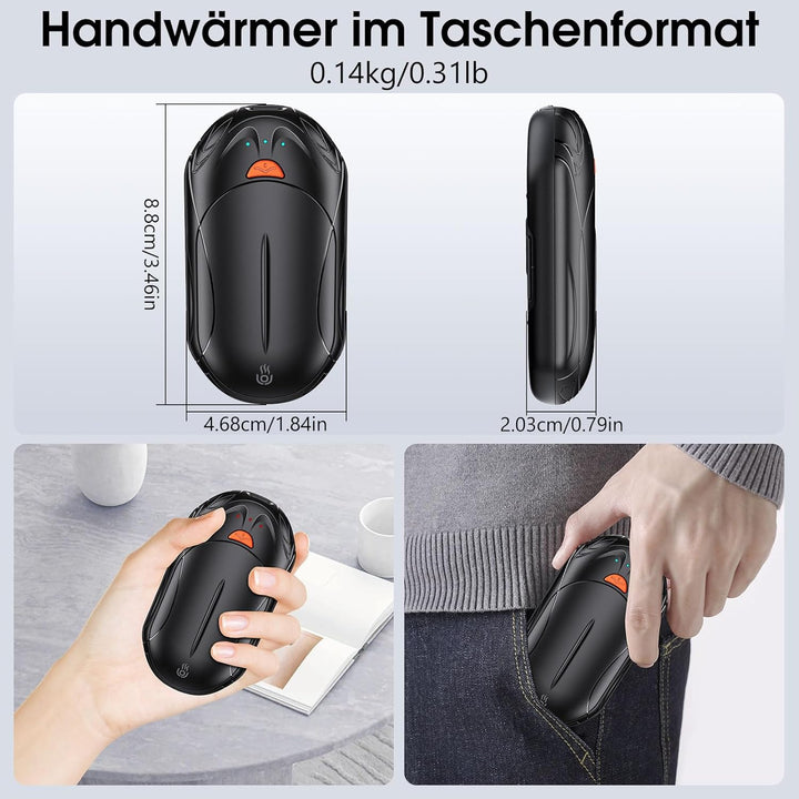 Handwärmer Elektrisch 2 Pack, OUTJUT Handwärmer Wiederaufladbar 6000mAh Tragbare Taschenwärmer USB H
