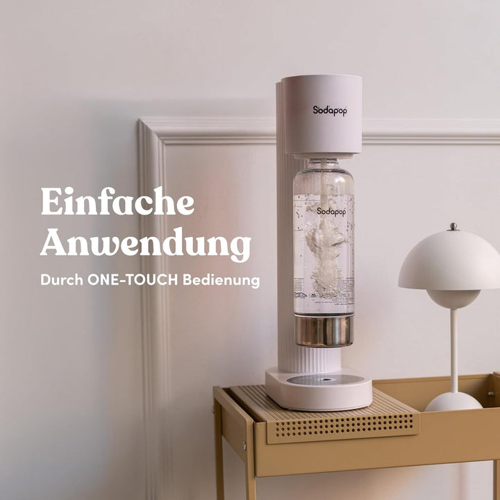 Sodapop Wassersprudler Cooper Pro Weiss inklusive 1x PET-Flasche, Einfache Handhabung mit Einhängeme