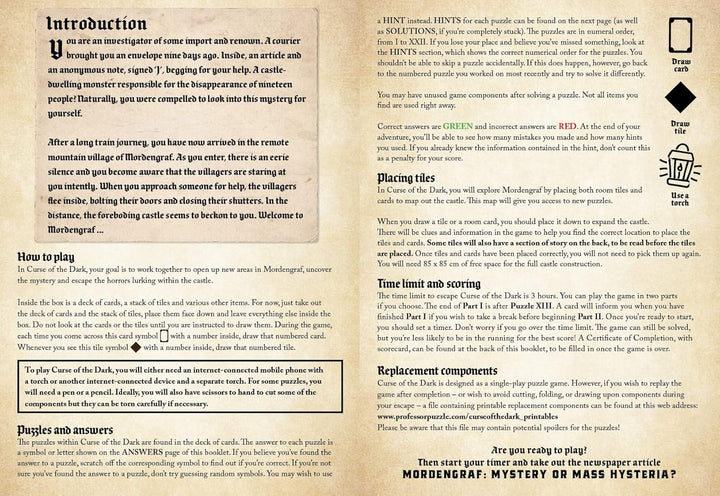 Professor Puzzle Curse of The Dark Escape Room Spiel – Untersuchen Sie das Geheimnis eines verurteil