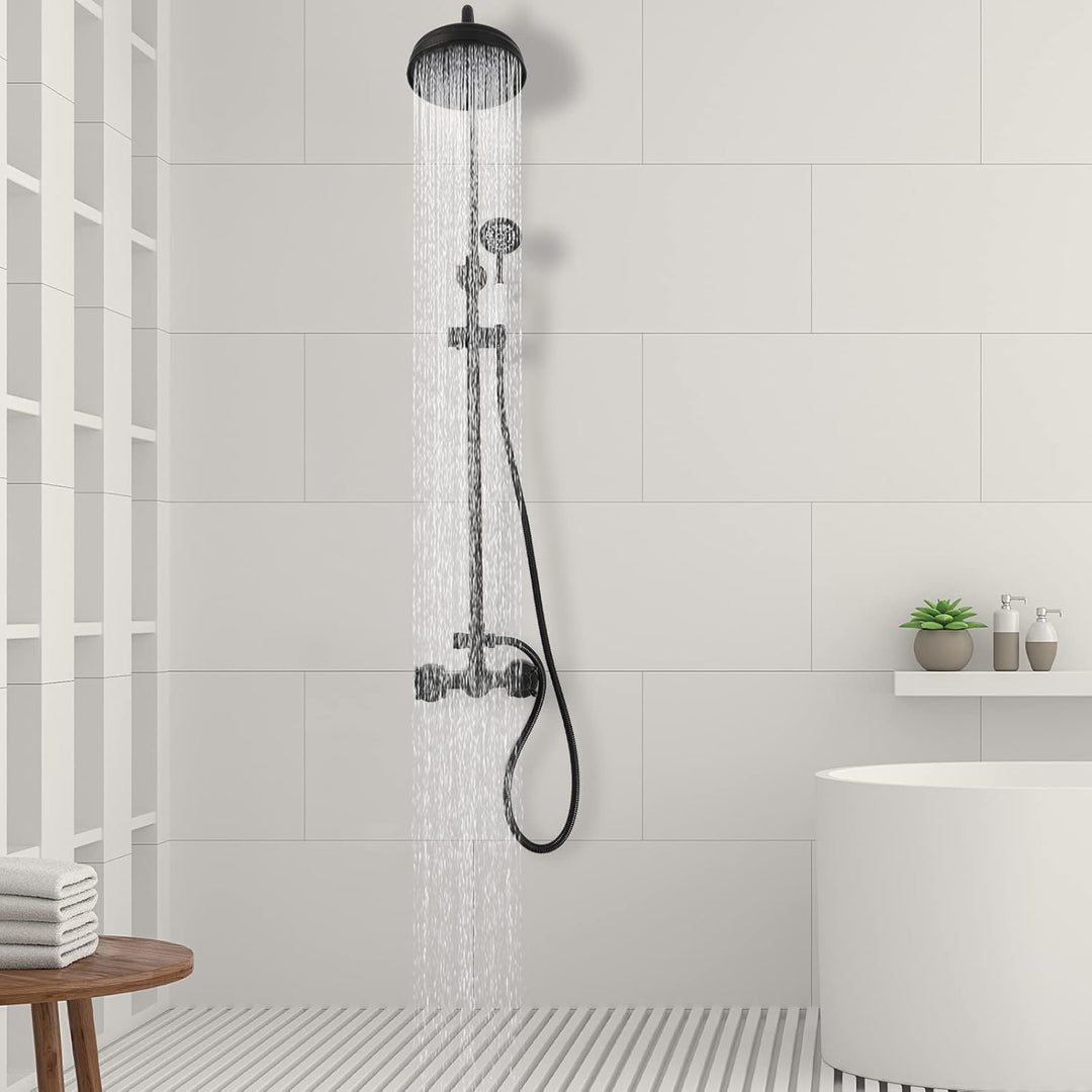 Retro Duscharmatur Duschset, Wandmontierte Regendusche aus Messing, Luxus-Regenmischer-Duschsystem f