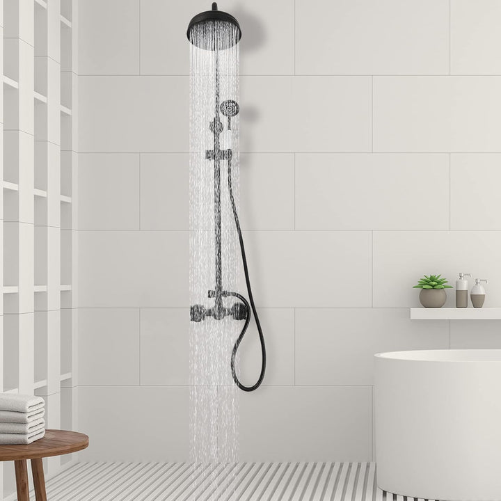 Retro Duscharmatur Duschset, Wandmontierte Regendusche aus Messing, Luxus-Regenmischer-Duschsystem f