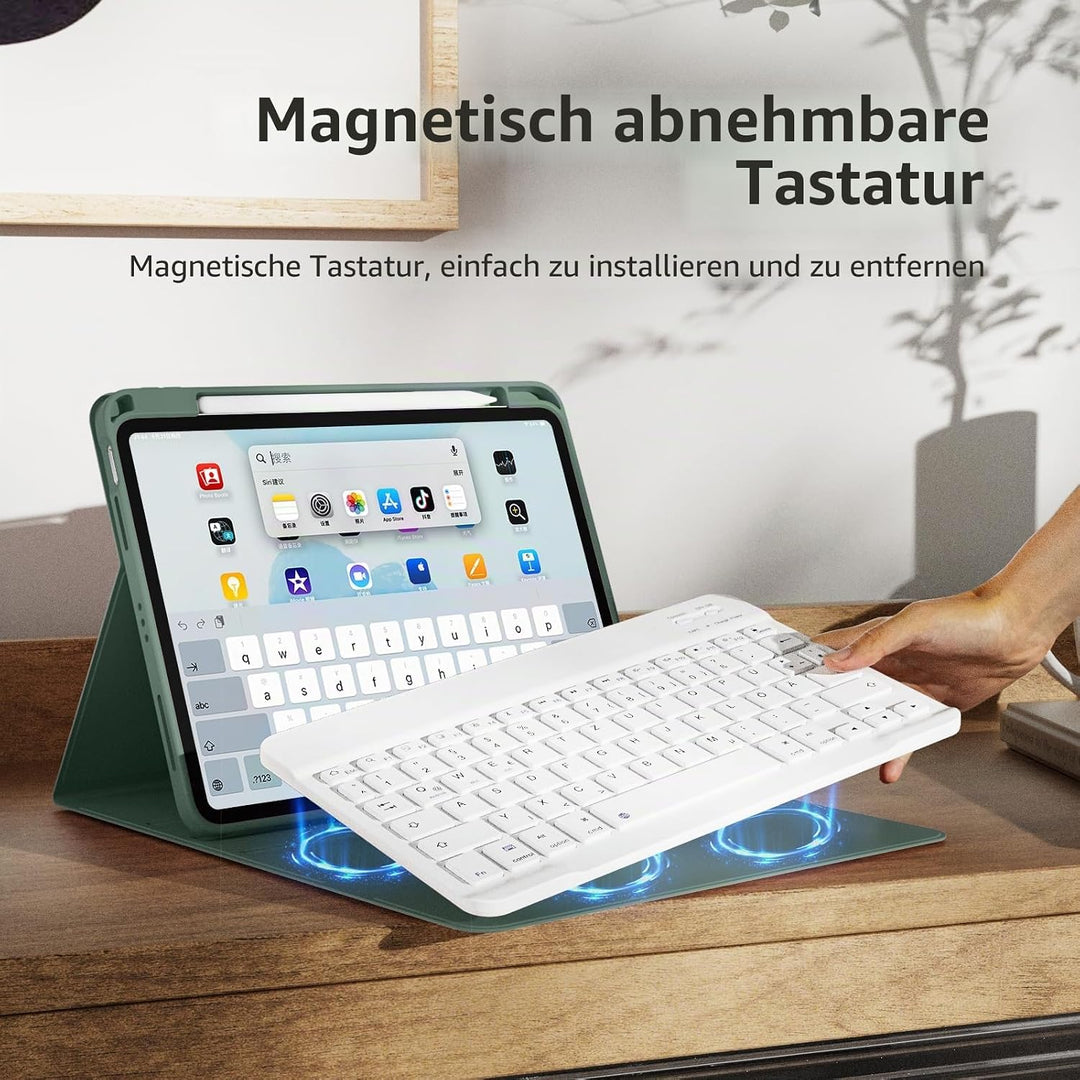 Hülle mit Tastatur für iPad (A16) 11 Zoll 2025/10. Generation 10.9 Zoll 2022, Deutsch QWERTZ Layout