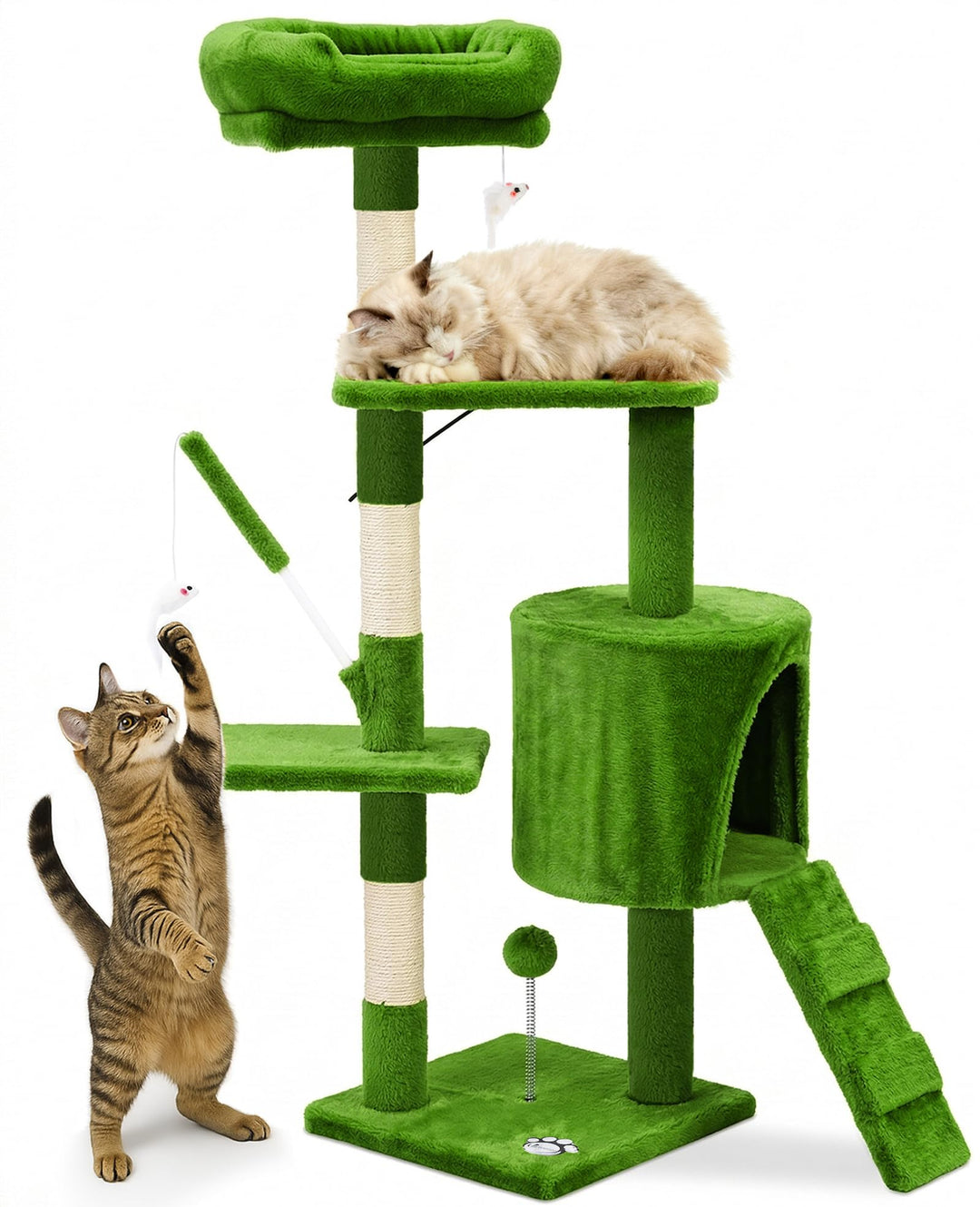 VOUNOT® Kratzbaum Katzenbaum 112 cm hoch, Stabil Mehrstöckiger Kletterbaum Katzenkratzbaum mit Kratz