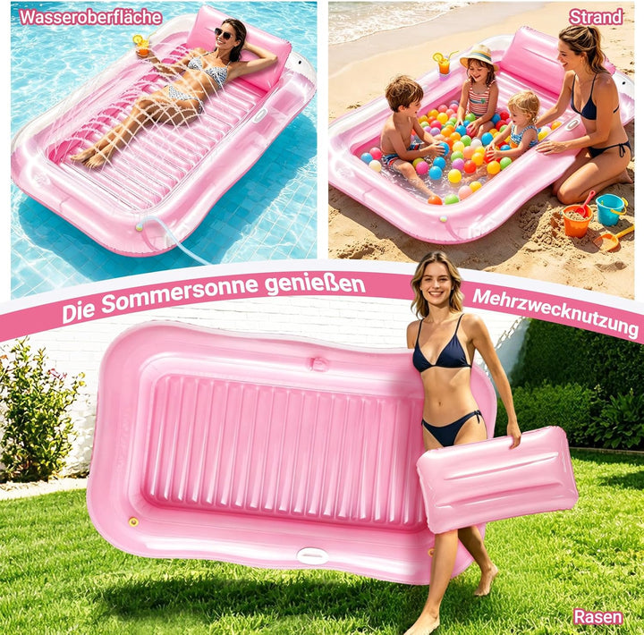 Aufblasbare Tanning Pool, Aufblasbarer Luftmatratze Pool Erwachsene, Aufblasbares Sonnenpool mit Kis